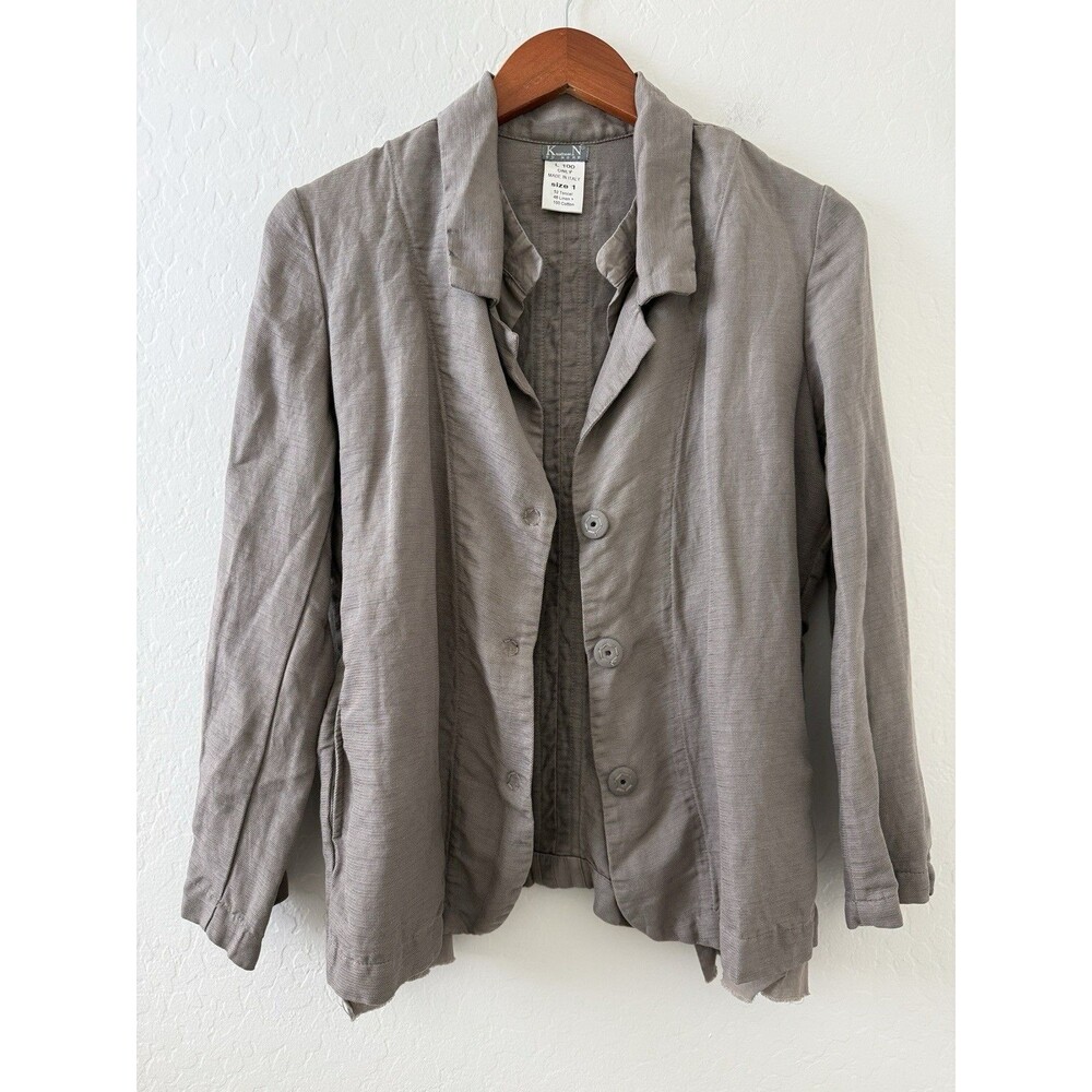 Kristensen Du Nord Linen Blend Gray Women's Jacket Top Lagenlook sz. 1 Small